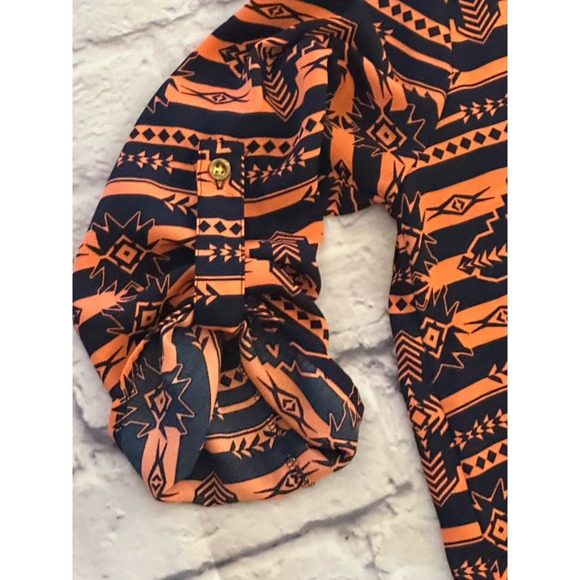 Rue 21 Ladies Orange And Black Aztec Blouse Size M - Picture 4 of 10